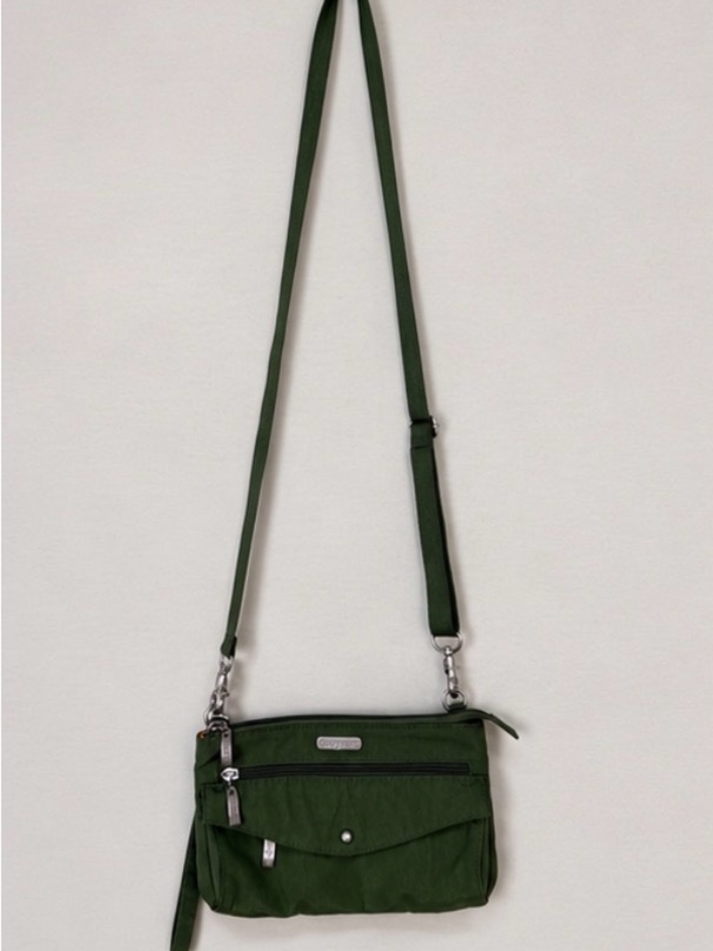 Baggallini Forest Green Crossbody with Front Zip and Flap Pocket